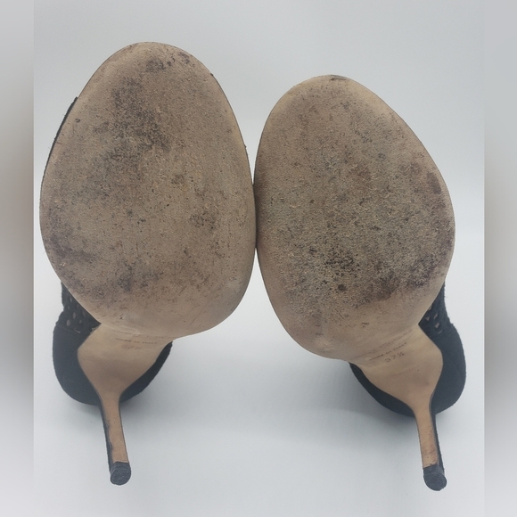 705- Jimmy Choo Women's Detroit Suede Peep Toe Open Bootie Made in Italy Sz 7.5 - Picture 8 of 13